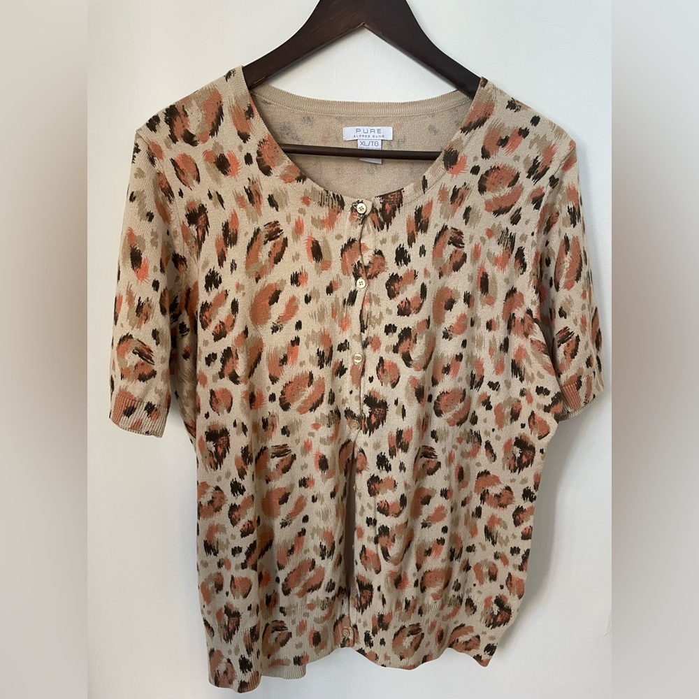 ALFRED SUNG PURE Beige Short Sleeved Sweater